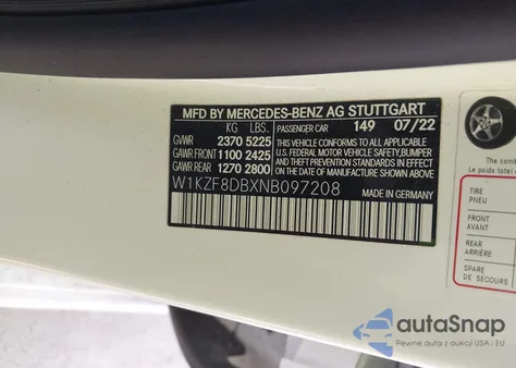 2022 Mercedes-Benz E 350 from USA, damaged, VIN W1KZF8DBXNB097208